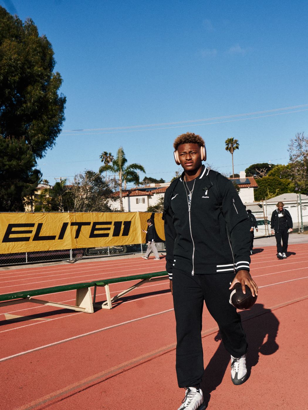 Quarterback walking the track at the Elite 11 Finals